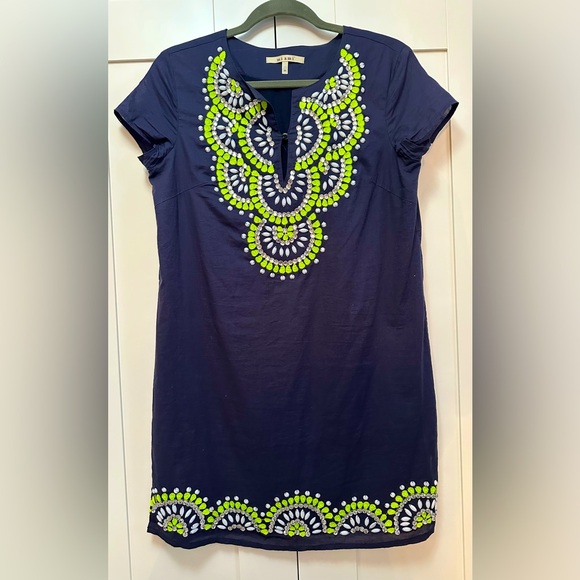 miami Dresses & Skirts - Beaded and Embroidered Accent Miami Tunic Dress Navy Blue and Line Green Sz S/M